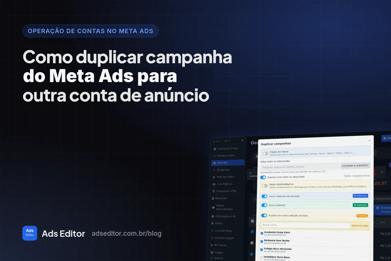 Duplicar campanha para outra conta de anúncio no Meta Ads com troca de página e pixel
